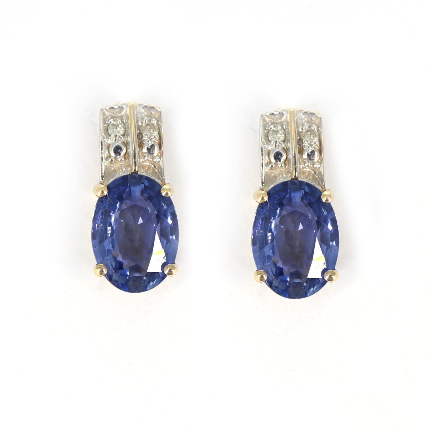 Minimalist Yellow Blue Sapphire Earring 14K Gold