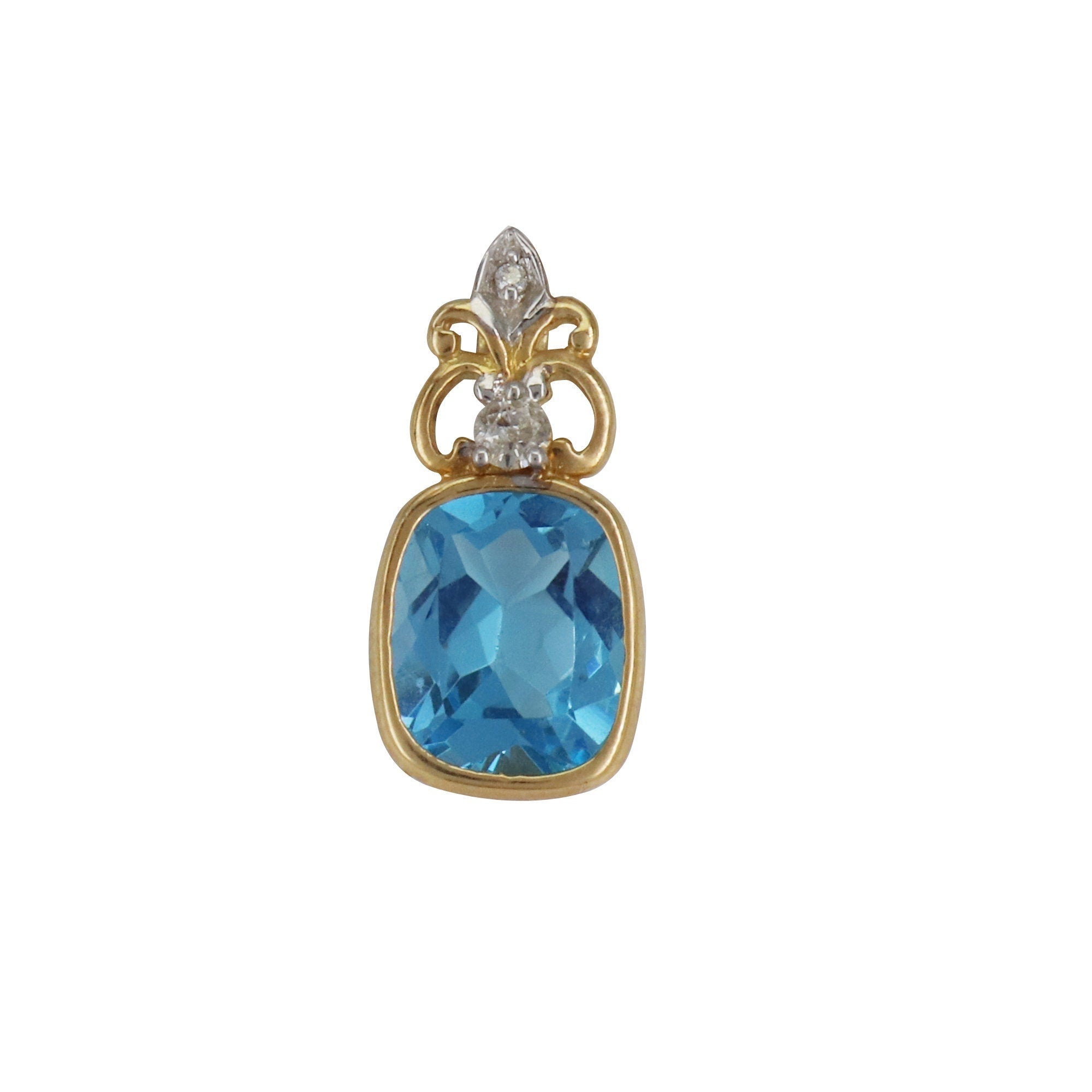 Blue Topaz & Pendant 14K Gold