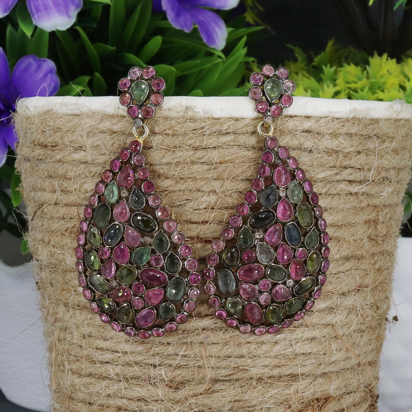 Multi Color Tourmaline Earring