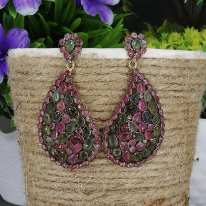 Multi Color Tourmaline Earring