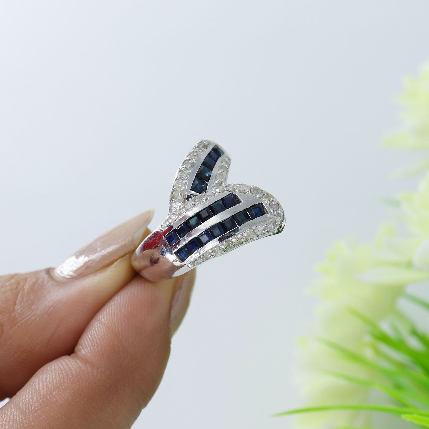 Statement Sapphire Ring Silver