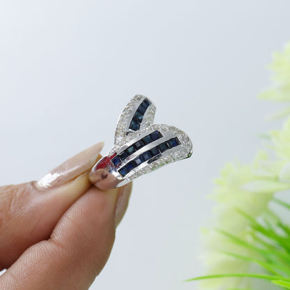 Statement Sapphire Ring Silver