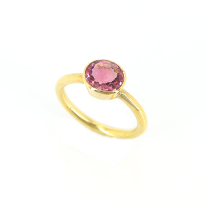 Pink Tourmaline Stacking Ring 18K Gold
