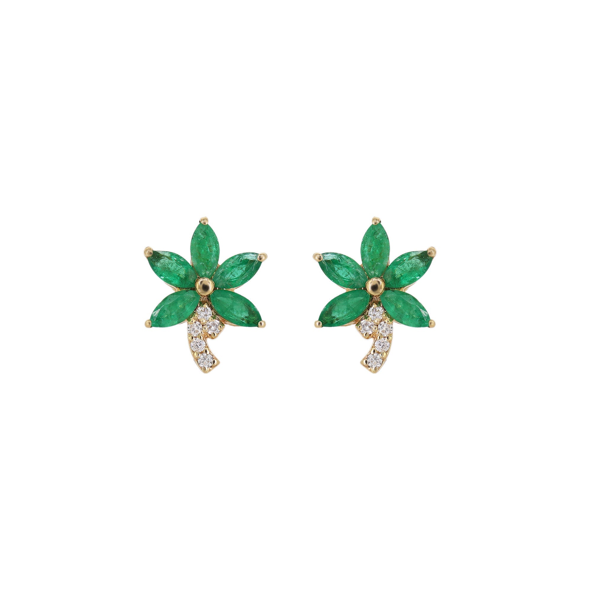 Emerald Stud Earring 14K Gold