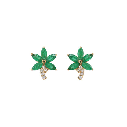 Emerald Stud Earring 14K Gold