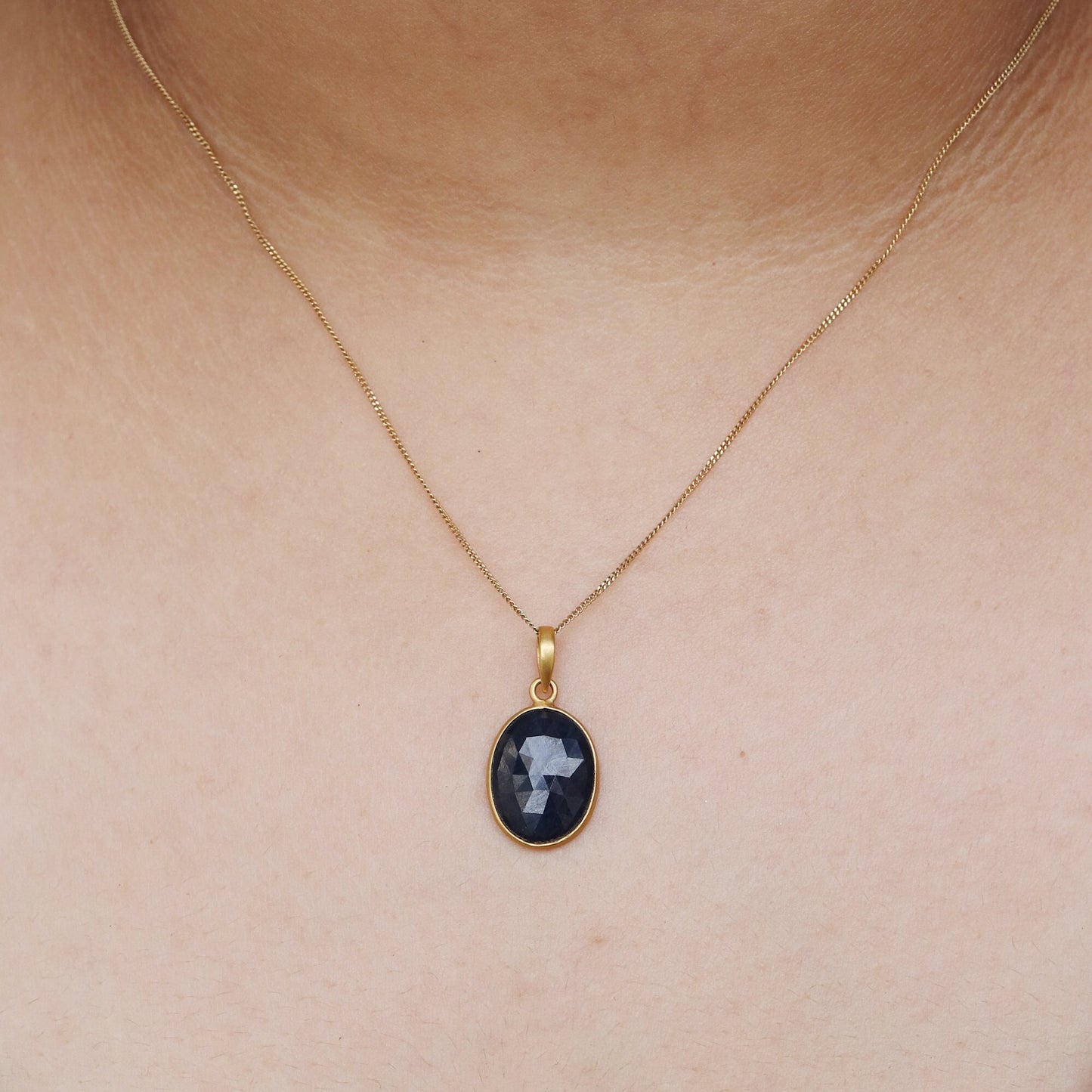 Yellow Blue Sapphire Necklace 18K Gold