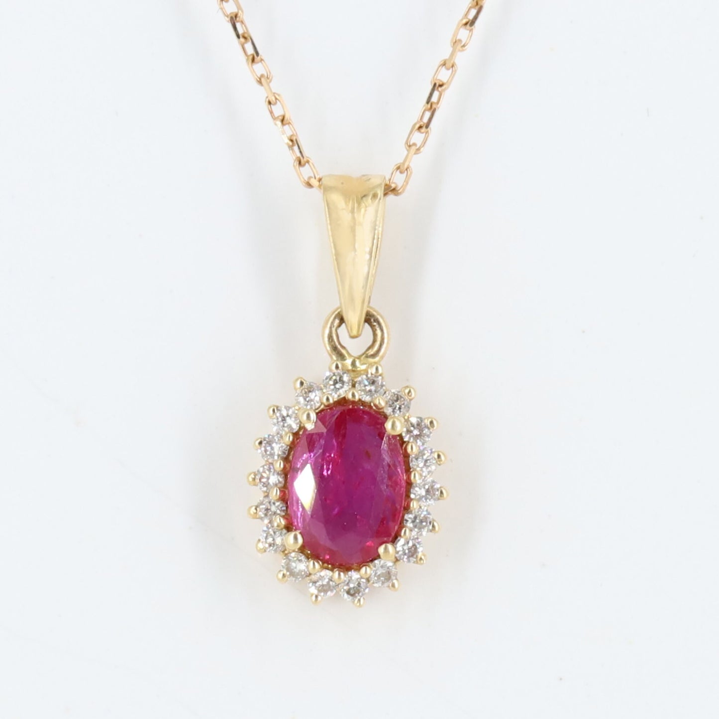 Ruby Halo Pendant 18K Gold