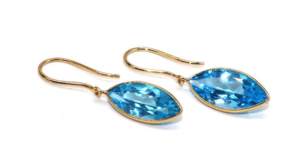 Yellow Handmade Blue Topaz Earring 18K Gold