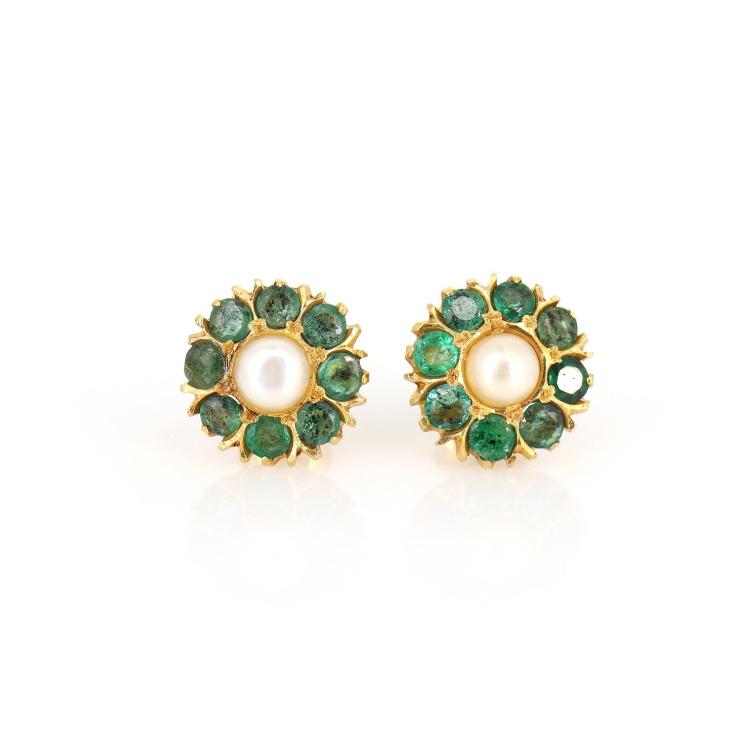 Yellow Emerald Pearl Earring 18K Gold