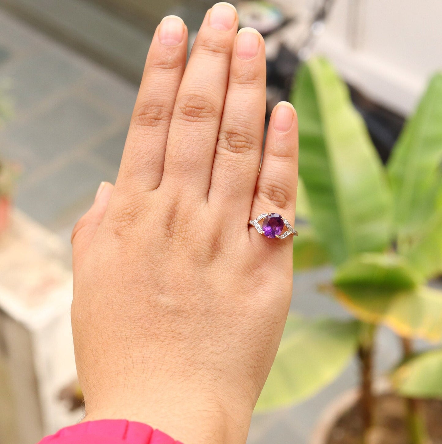 Amethyst Engagement Ring 14K Gold