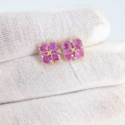 Pink Sapphire Earring 14K Gold