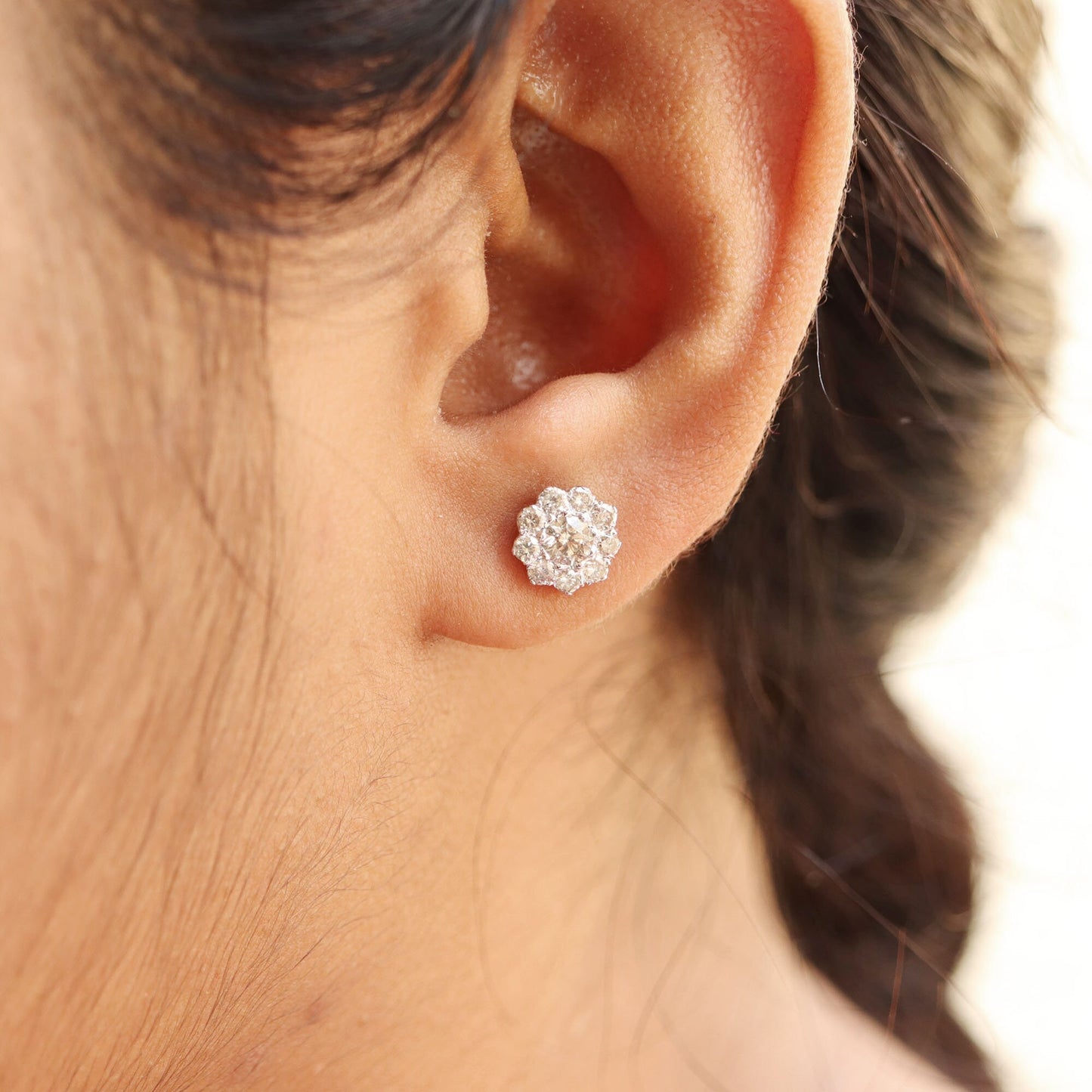 Solitaire Studs/ Pave Stud / Wedding Earring 18K Gold