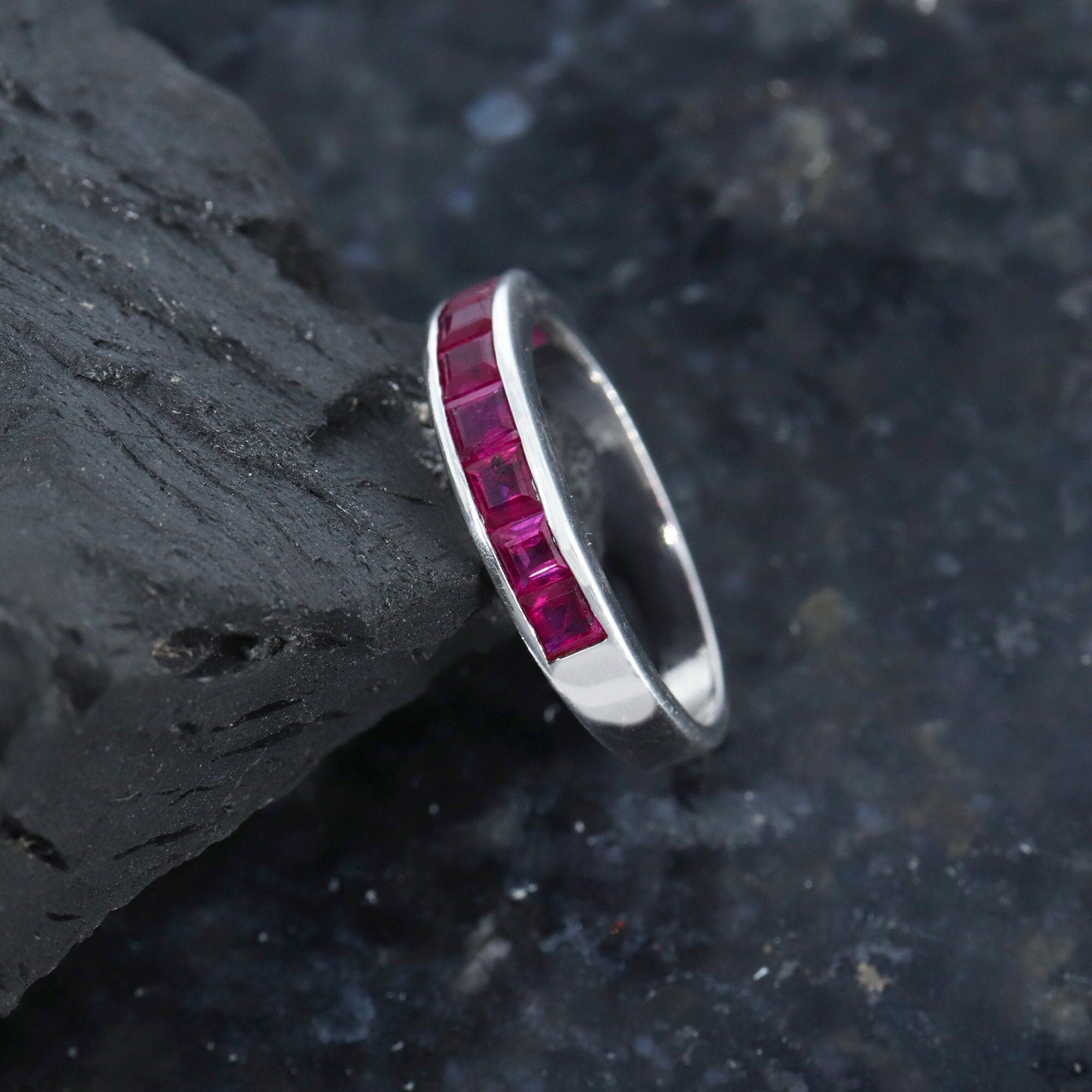 Half Eternity Wedding Band Anniversary Ring Silver