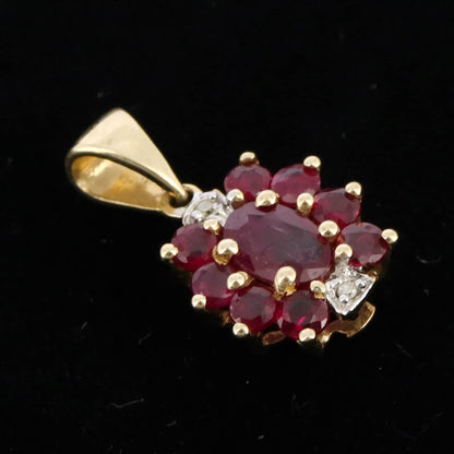 Red Color Gemstone Ruby & Pendant 14K Gold