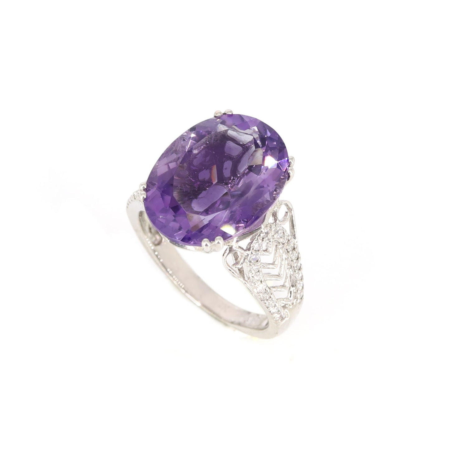 White Amethyst Engagement Ring 18K Gold