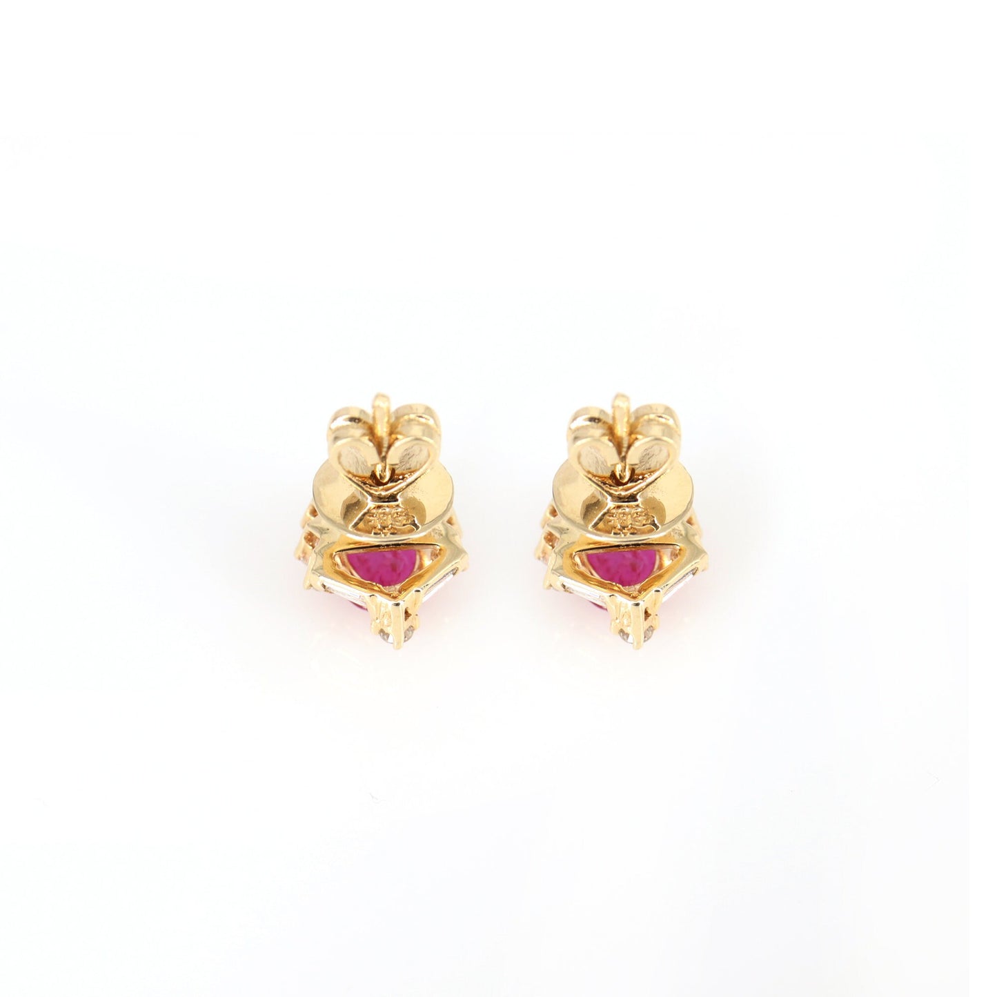 Ruby Studs Yellow Oval Cut Ruby Earring 14K Gold
