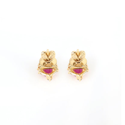 Ruby Studs Yellow Oval Cut Ruby Earring 14K Gold