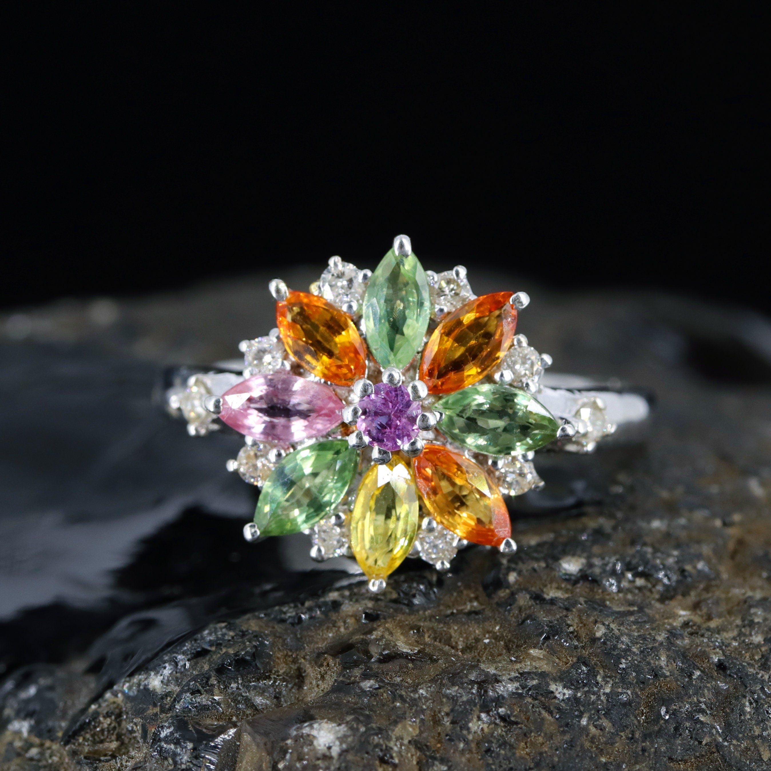 Classic Multi Sapphire Ring Silver
