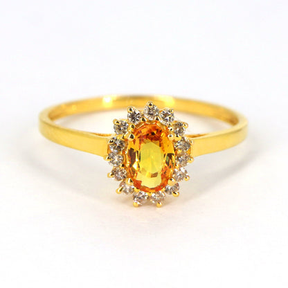 White/Yellow Cluster Engagement Ring 14K Gold