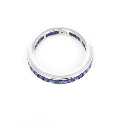 Sapphire Eternity Band . Baguette Cut Eternity Ring 14K Gold