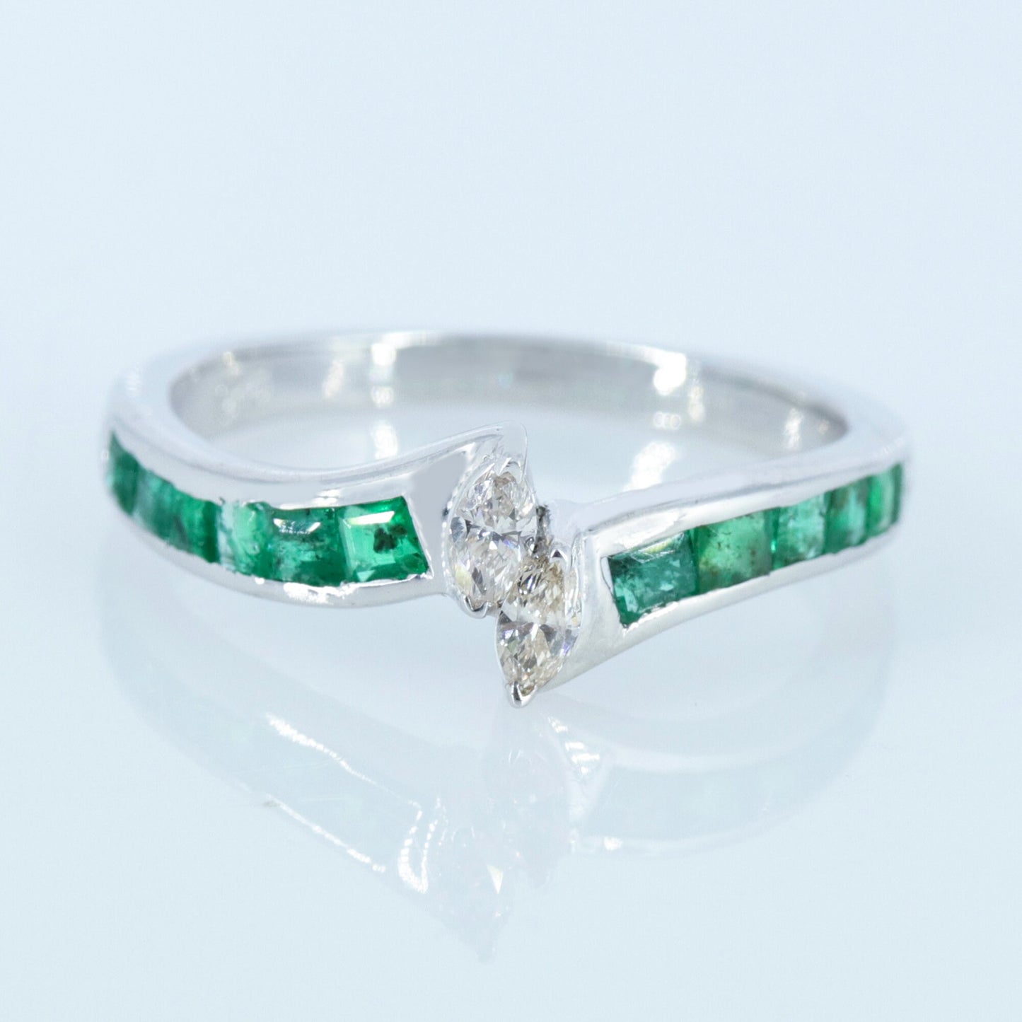 Marquise Cut Emerald Ruby Sapphire Ring Silver