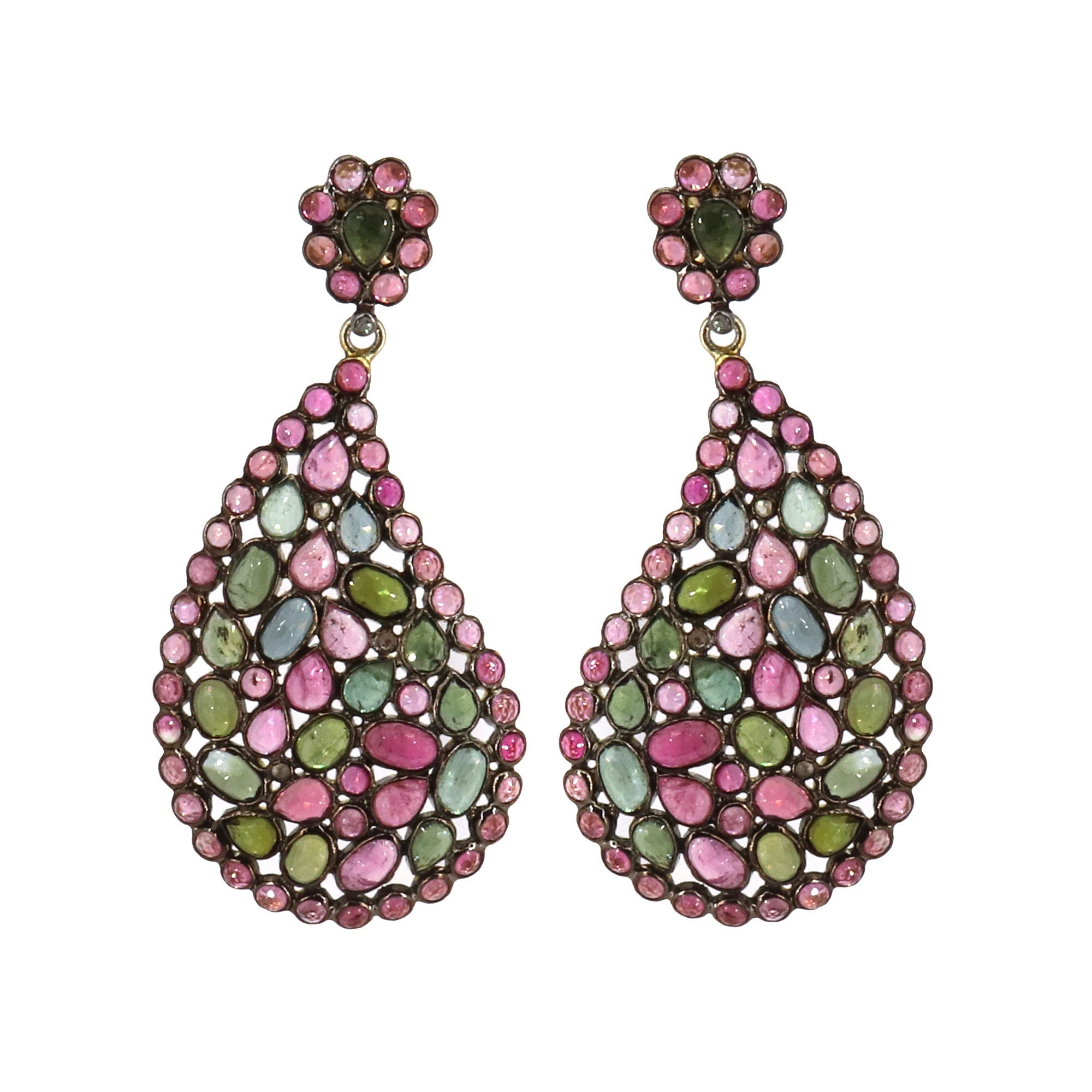 Multi Color Tourmaline Earring