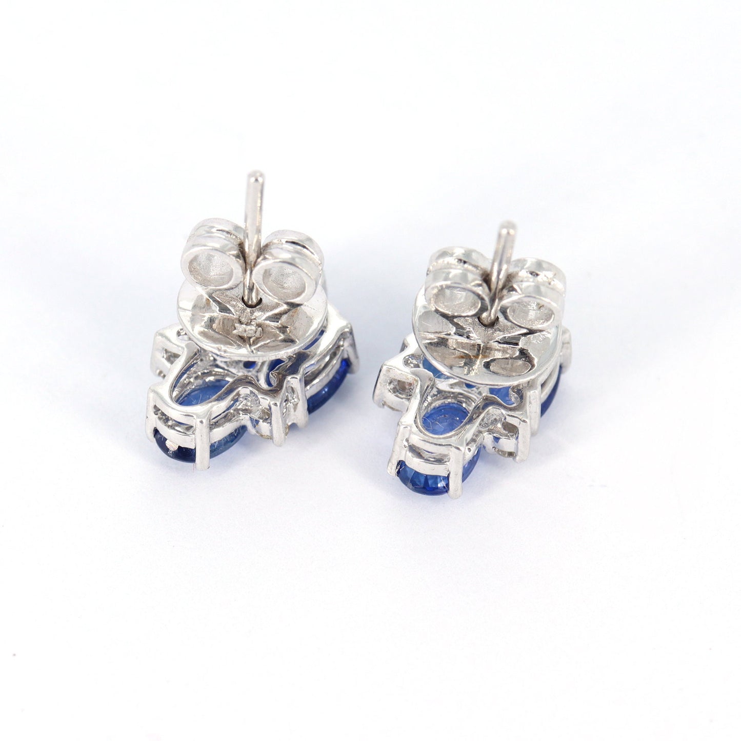 White Studded Blue Sapphire Earring 18K Gold