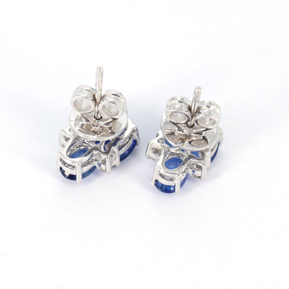 White Studded Blue Sapphire Earring 18K Gold