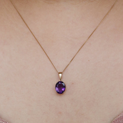 Oval Cut Amethyst Amethyst Charming Pendant 14K Gold