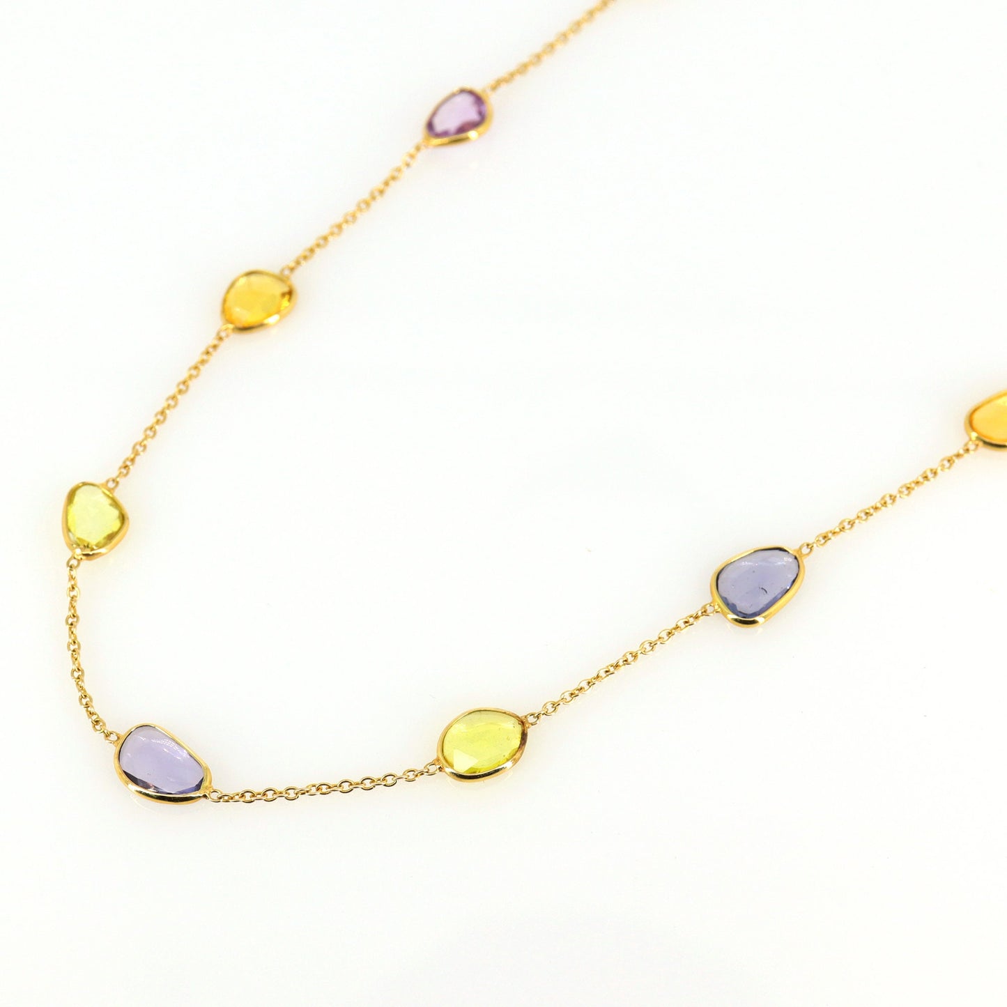 Yellow Sapphire Gemstone Necklace 18K Gold