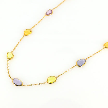 Yellow Sapphire Gemstone Necklace 18K Gold