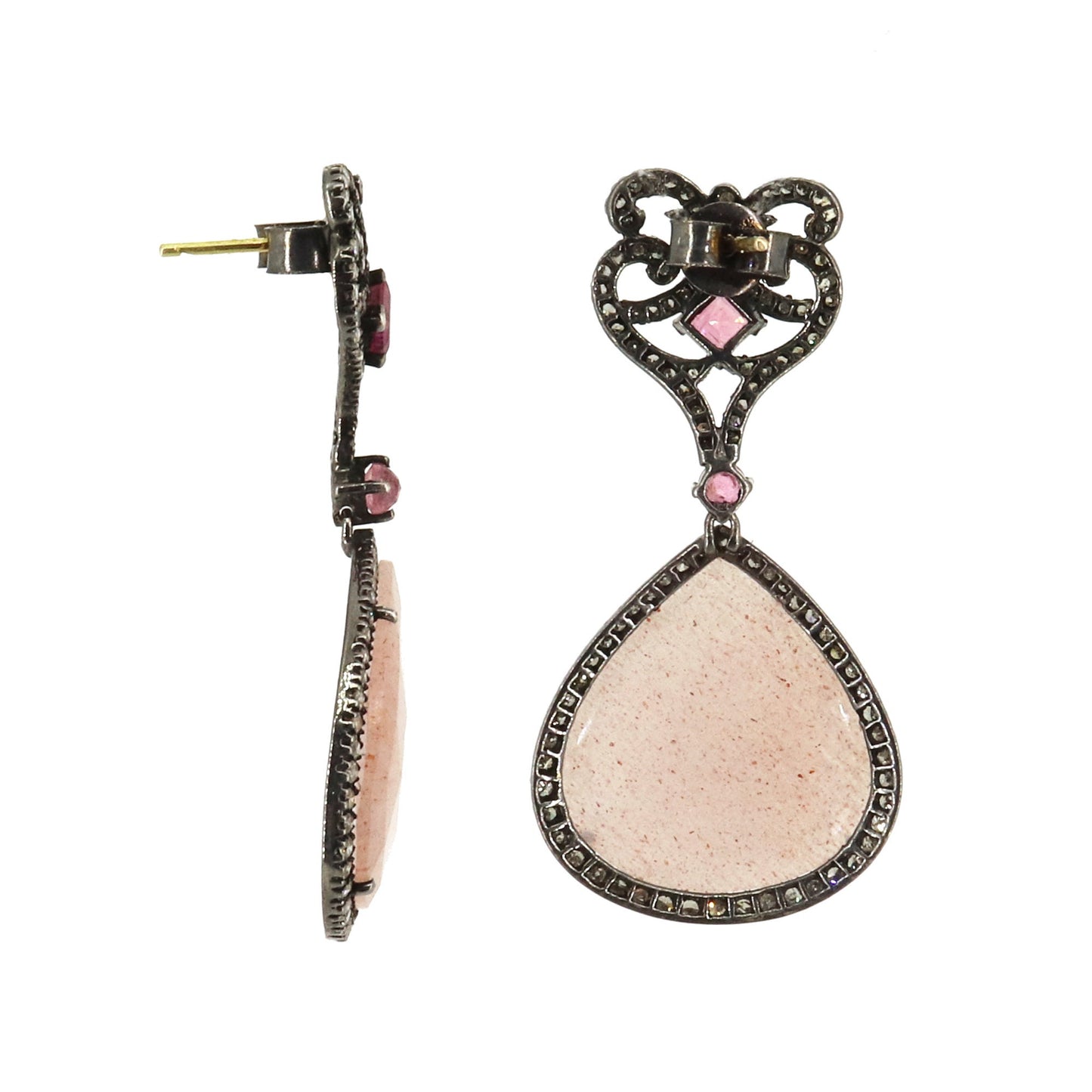 Pink Moonstone Tourmaline Earring