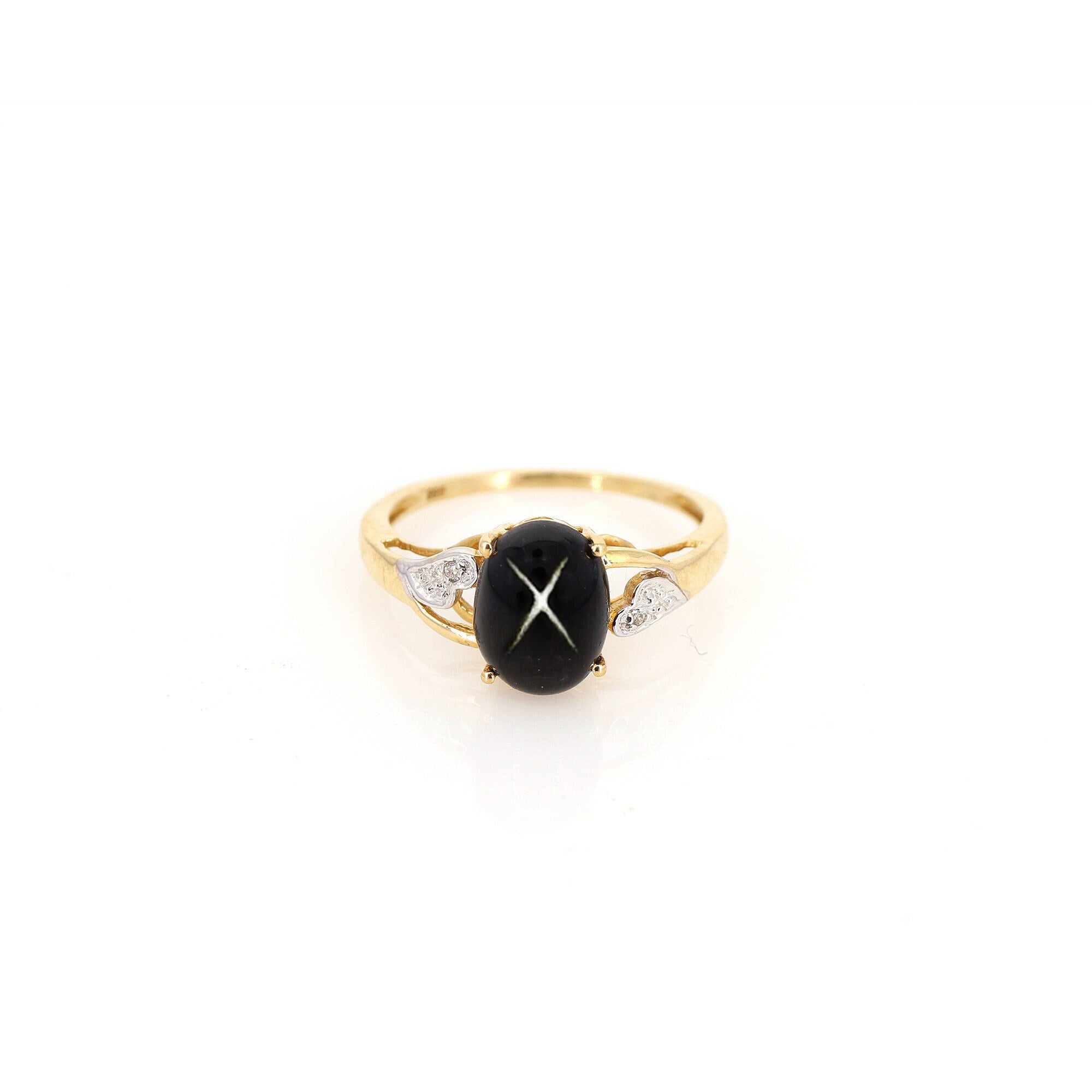 Cabochon Black Star Ring 14K Gold