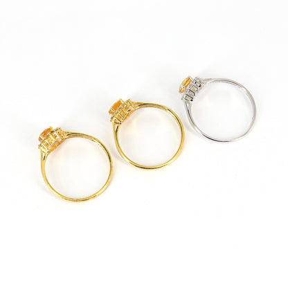 Brilliant Cut Yellow Sapphire Ring 14K Gold