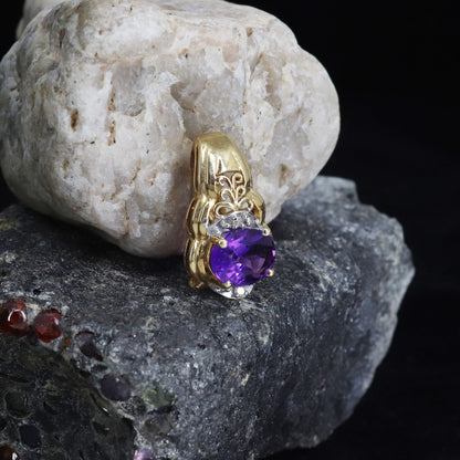 Unique Design Amethyst Necklace 14K Gold