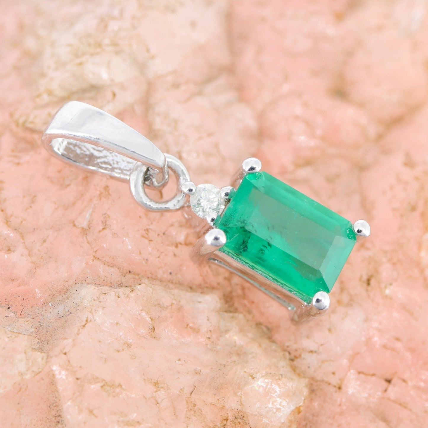 Green Emerald Pendant Silver