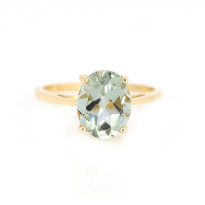Faceted Green Amethyst Ring 14K Gold