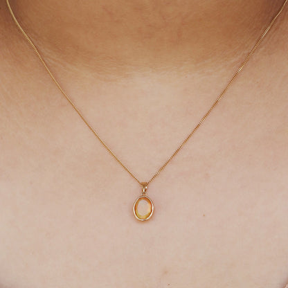 Multifire Gemstone Opal Pendant 14K Gold
