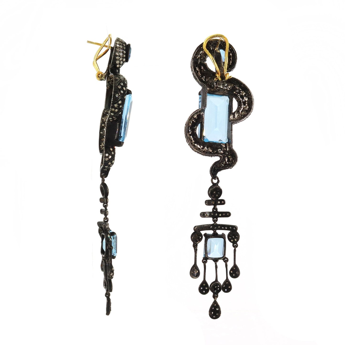 Blue Topaz Stone Earring Silver