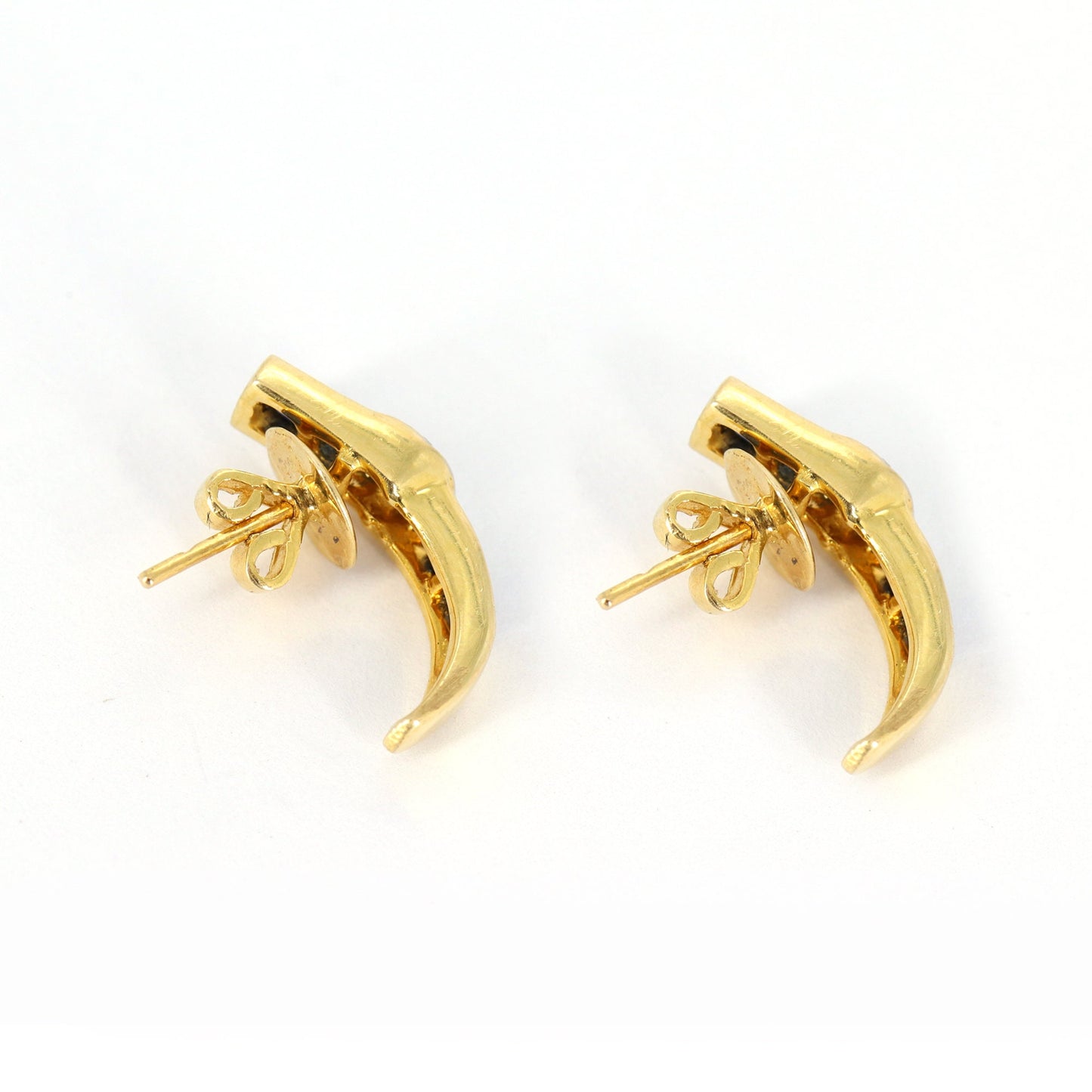 Yellow Studded Blue Sapphire Studs Princess Cut Round Earring 14K Gold