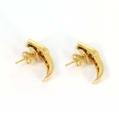 Yellow Studded Blue Sapphire Studs Princess Cut Round Earring 14K Gold