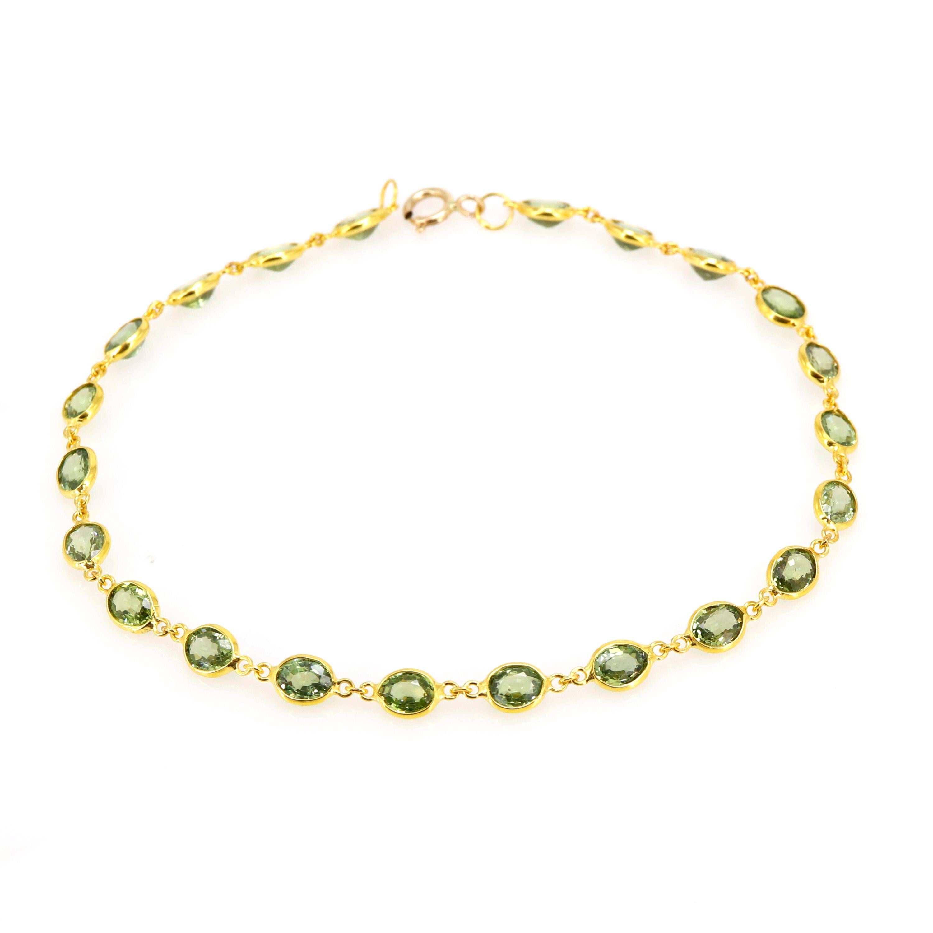Rare Green Sapphire Bracelet 14K Gold