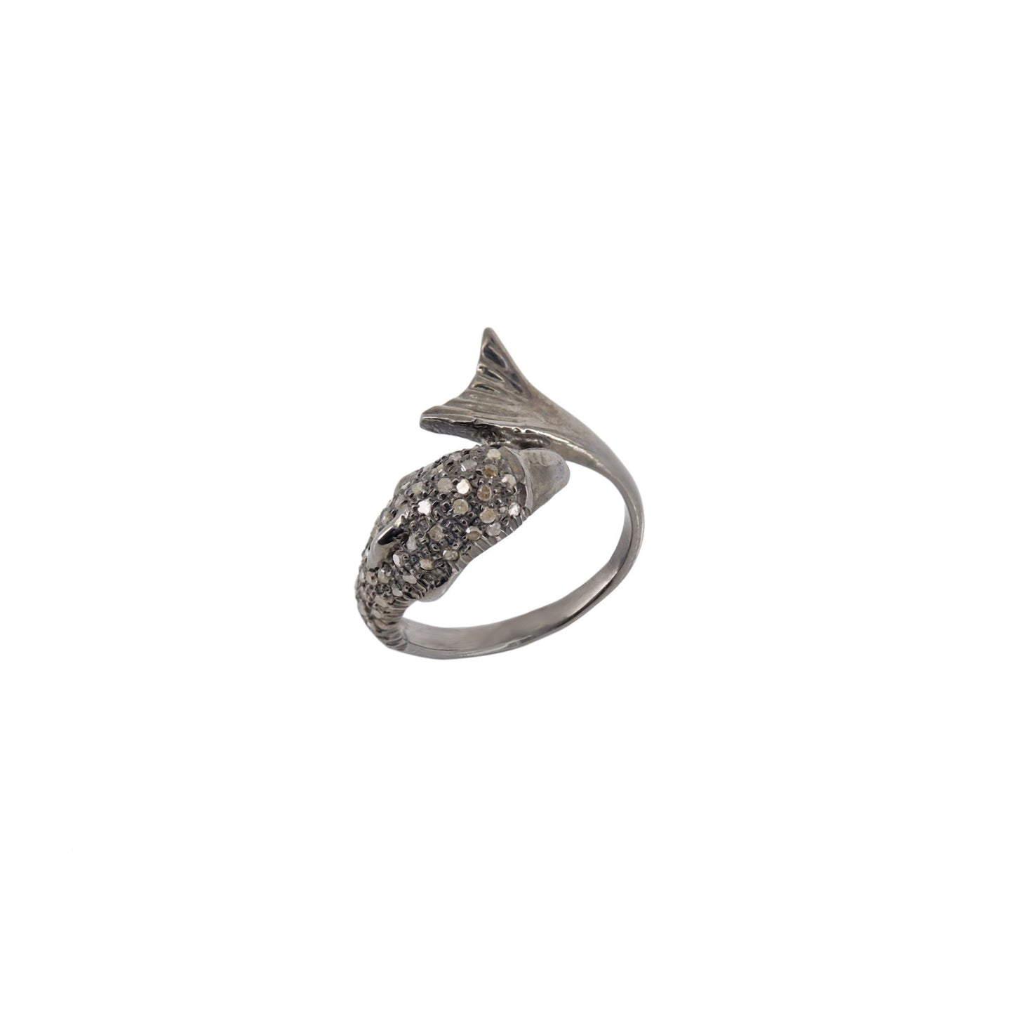 Pave Dolphin Ring Silver