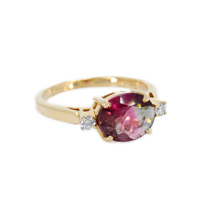 Bicolor Tourmaline Ring 14K Gold