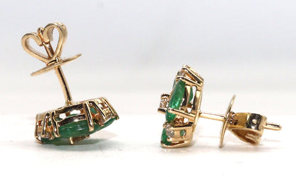 2.52 Emerald Delicate Dainty Studs Earring 14K Gold
