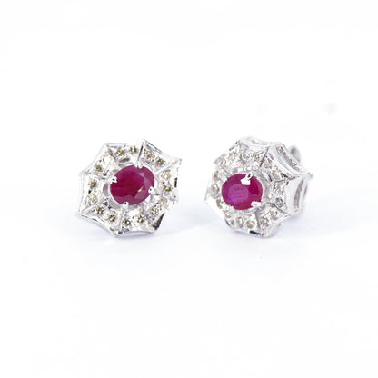 Studs Anniversary Wife Ruby & Studs September Dainty Earring Silver