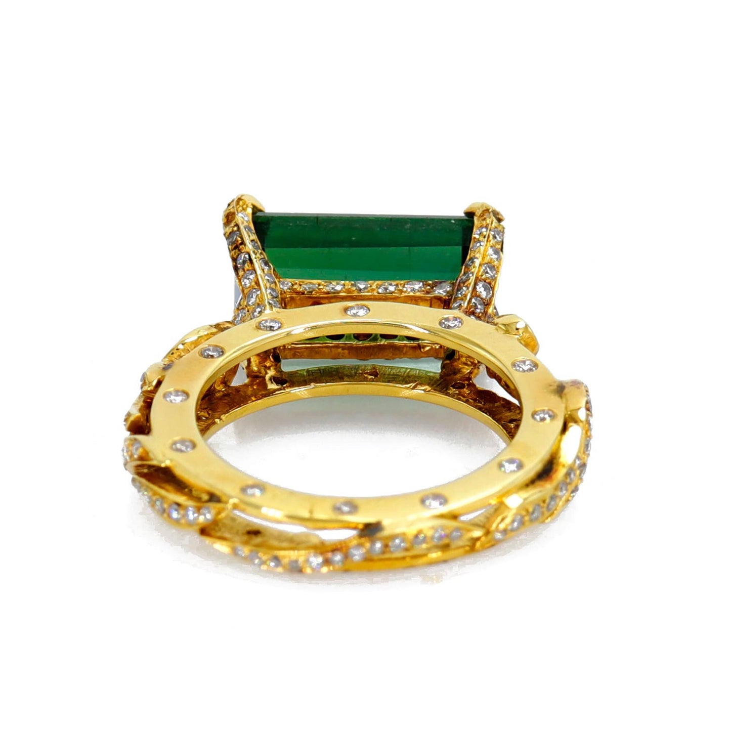 One The Most Unique Emerald Cut Tourmaline Ring 18K Gold
