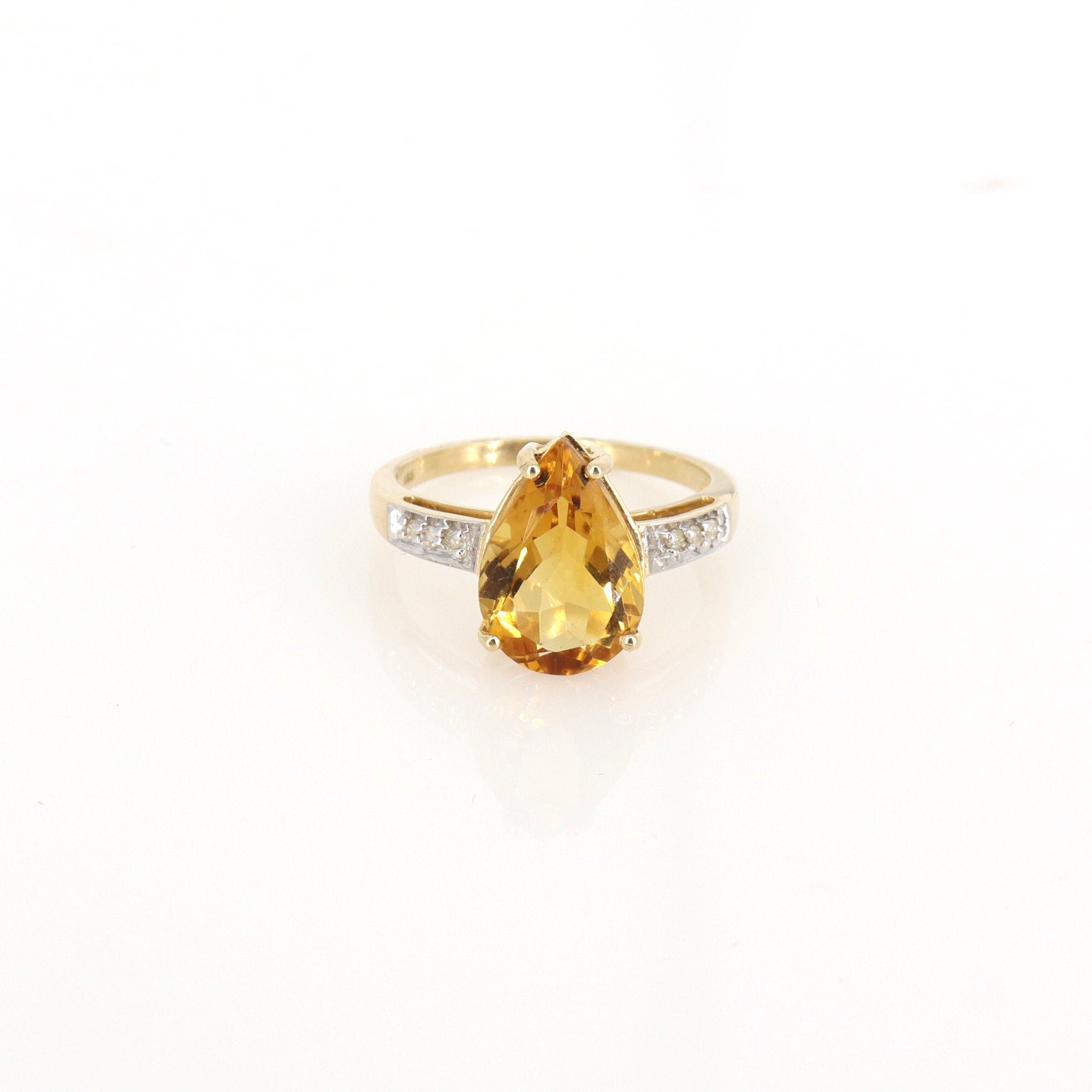 Pear Cut Citrine Ring 14K Gold
