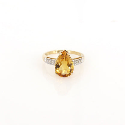 Pear Cut Citrine Ring 14K Gold