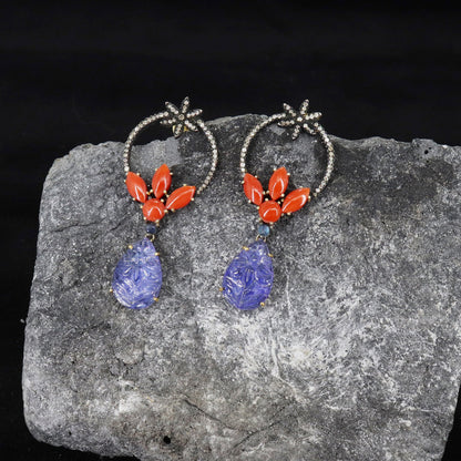 Tanzanite Carving Earring